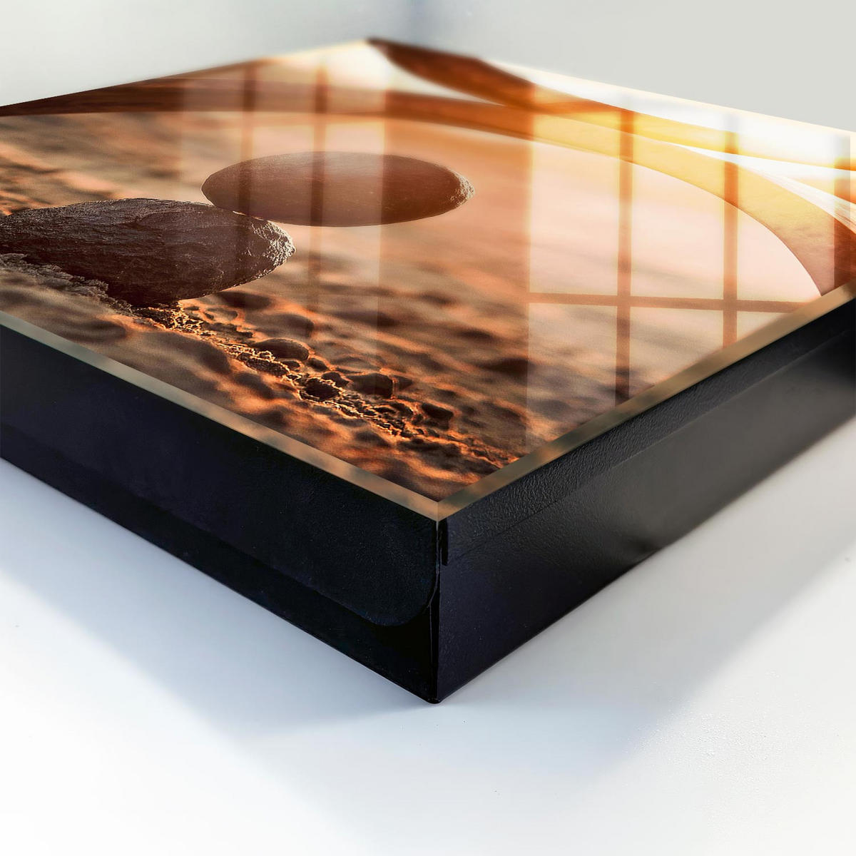 SCHLÜSSELBOX Schwarz 30x30 cm- Türöffnung nach rechts - Abstrakte Harmonie - Orange, Metall (30/30/5cm) - TULUP