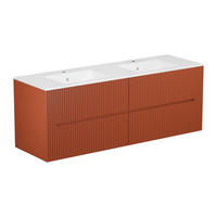 DOPPELWASCHTISCH - 150 cmcm x 45.5 cmcm - Holz, Platte - Terracotta - PAVANI - Terracotta, Holz (150/55/45.5cm) - Vente-Unique