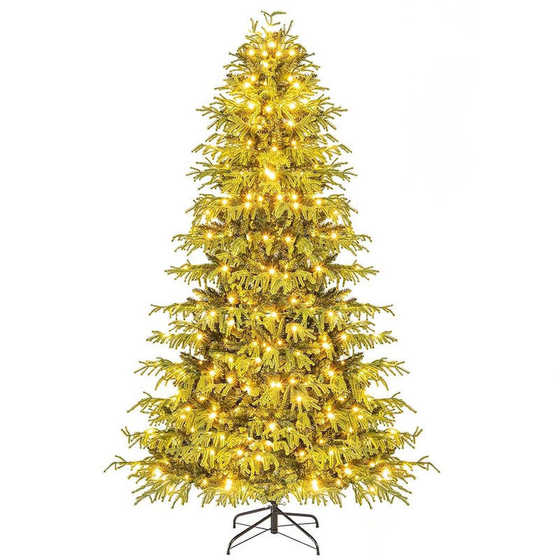 WEIHNACHTSBAUM mit 370 warmweißen LEDs 210cm Grün - Grün, Metall (210cm) - COSTWAY