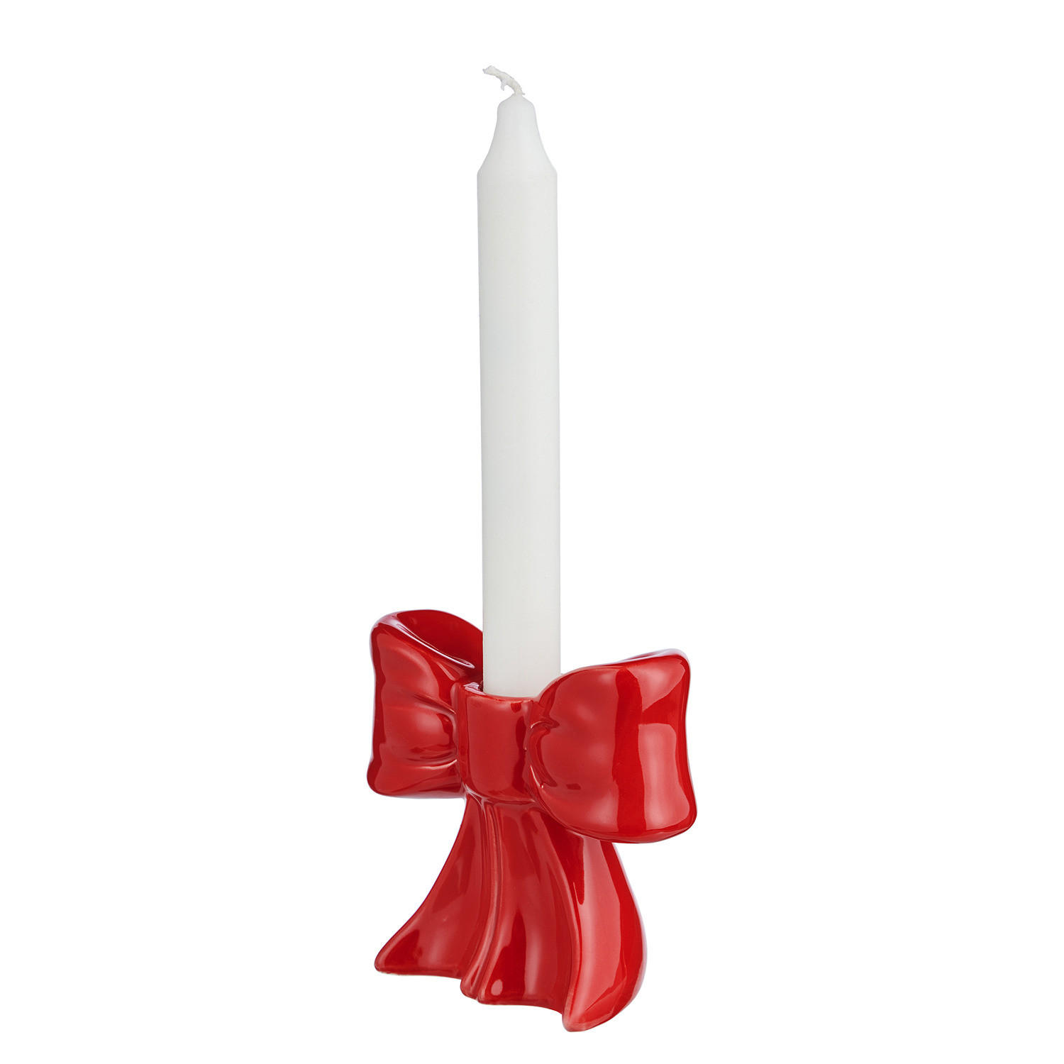 KERZENHALTER (2er Set) Present in Schelifenform - Rot, Stein (5/10/14cm) - Butlers