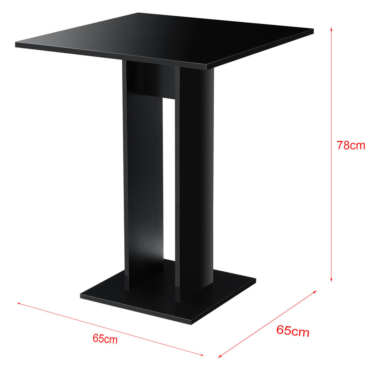 KÜCHENTISCH Lindesnes - Schwarz Hochglanz, Holzwerkstoff (65/65/78cm) - [en.casa]