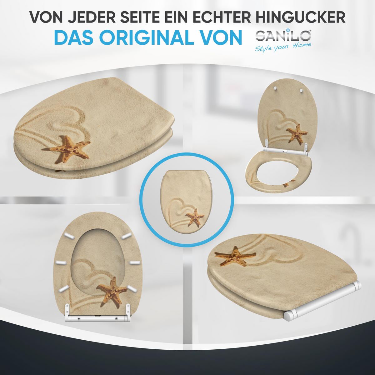 WC-SITZ mit Absenkautomatik & Top Fix Sandy - Braun, Holzwerkstoff (37.7/5.5/48cm) - Sanilo