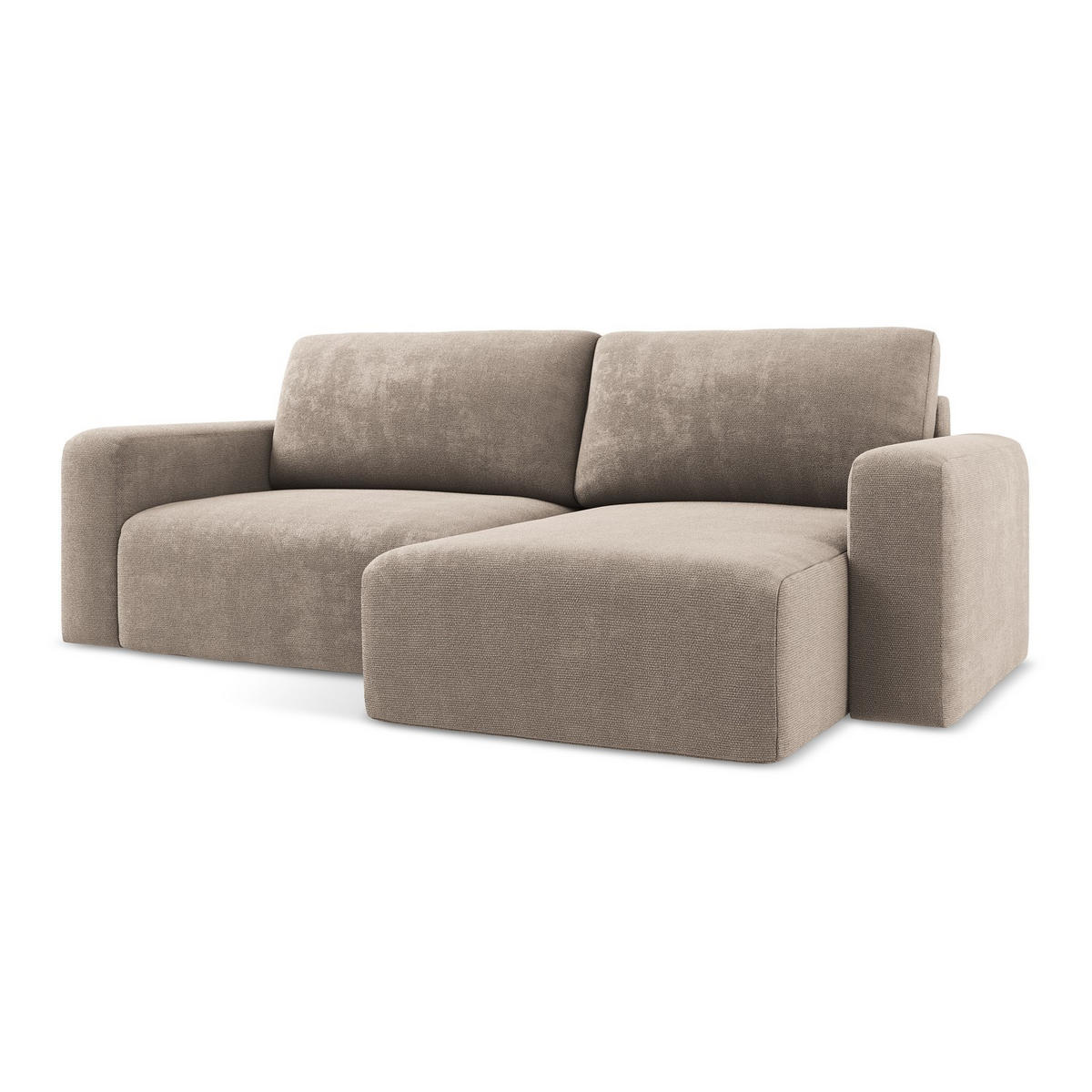 ECKSOFA mit Schlaffunktion rechts Chenille Stoff Beige - Beige/Schwarz, Kunststoff/Textil (244/149cm) - LaMiaSofa