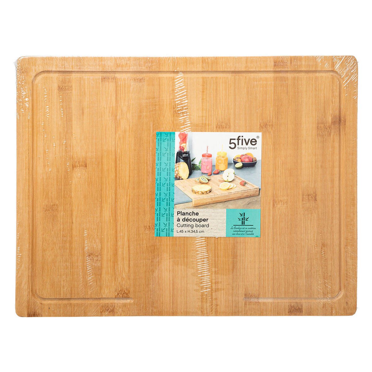 SCHNEIDEBRETT mit Kantenauflage, Bambus, 45 x 34 cm - Braun, Holz (34.5/45cm) - 5five Simply Smart