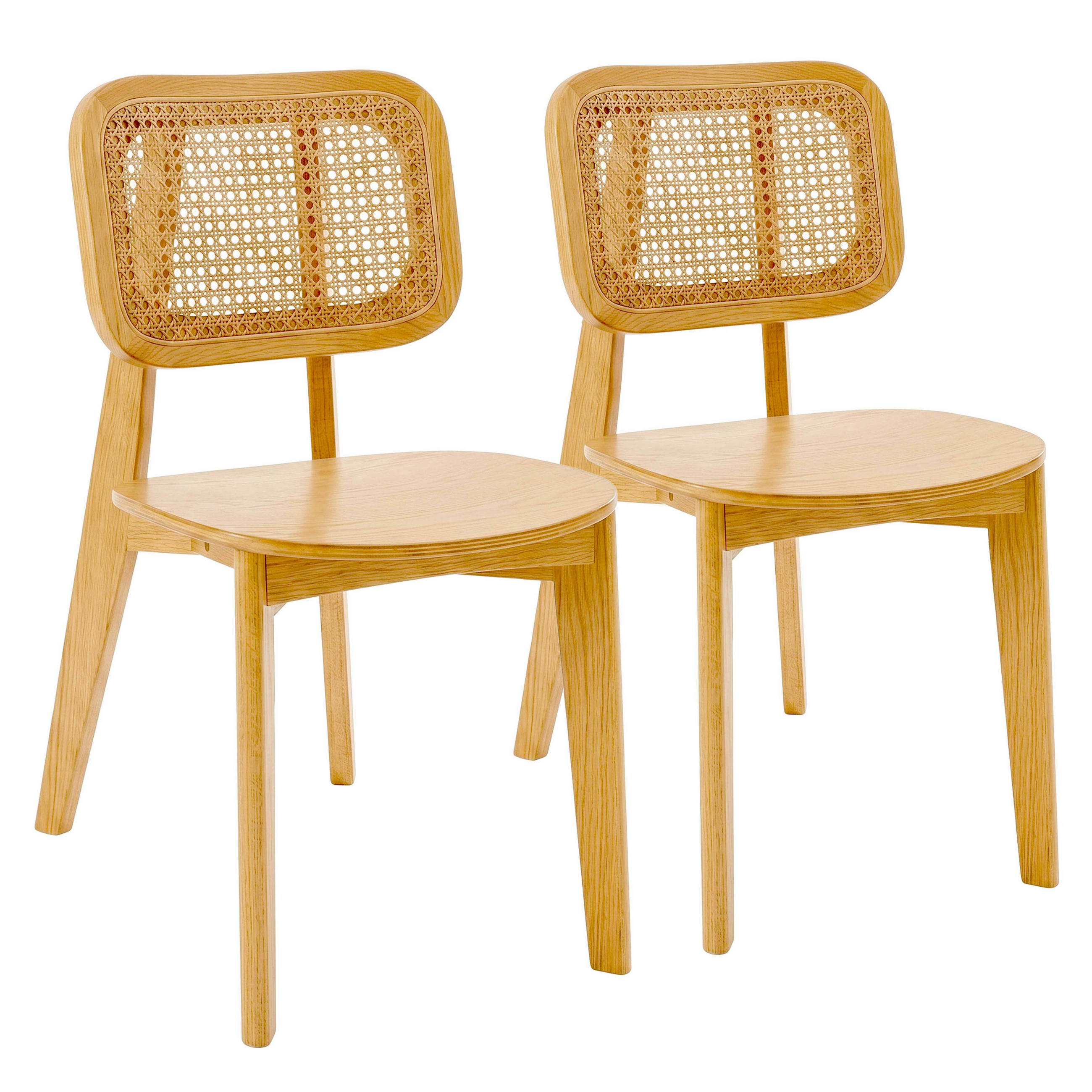 STÜHLE 2-tlg., Holz - Eichefarben, Eichenholz/Holz (45/78/42cm) - Oviala