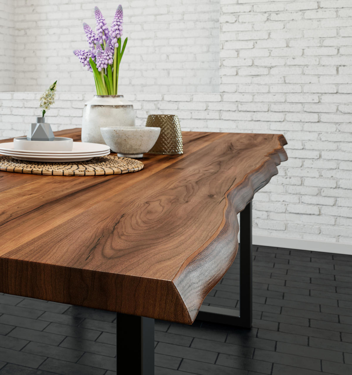 ESSTISCH LIAM - Schwarz/Braun, Holz/Metall (100/260/74cm) - SAM