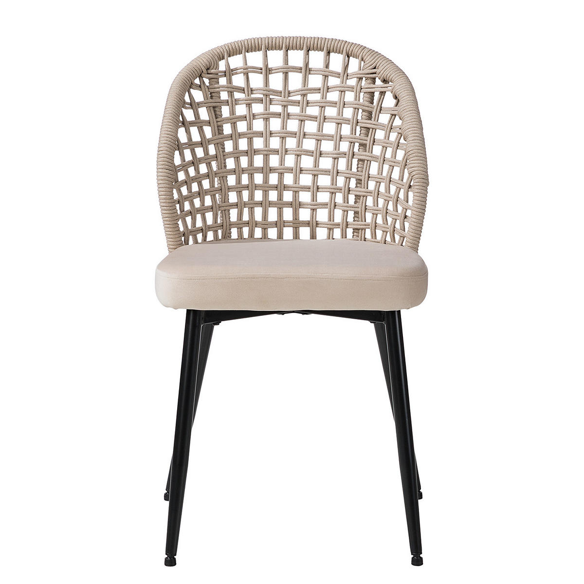 ESSZIMMERSTUHL 2er-Set - Samt / Stahl - Beige / Schwarz - Beige/Schwarz, Textil/Metall (47/84/58cm) - home24