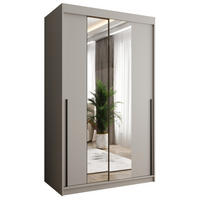 SCHIEBETÜRENSCHRANK mit Spiegel 120 cm Breite Kaschmir mit schwarzem Griff - Kaschmir/Schwarz, Holzwerkstoff (120/200/62cm) - Home Collective