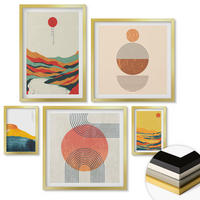 WANDBILDER 5er Set - 50x50 cm & 20x30 cm & 40x60 cm Goldrahmen - Abstrakte Berglandschaften - Goldfarben, Kunststoff (40/60cm) - ArtPrintCave