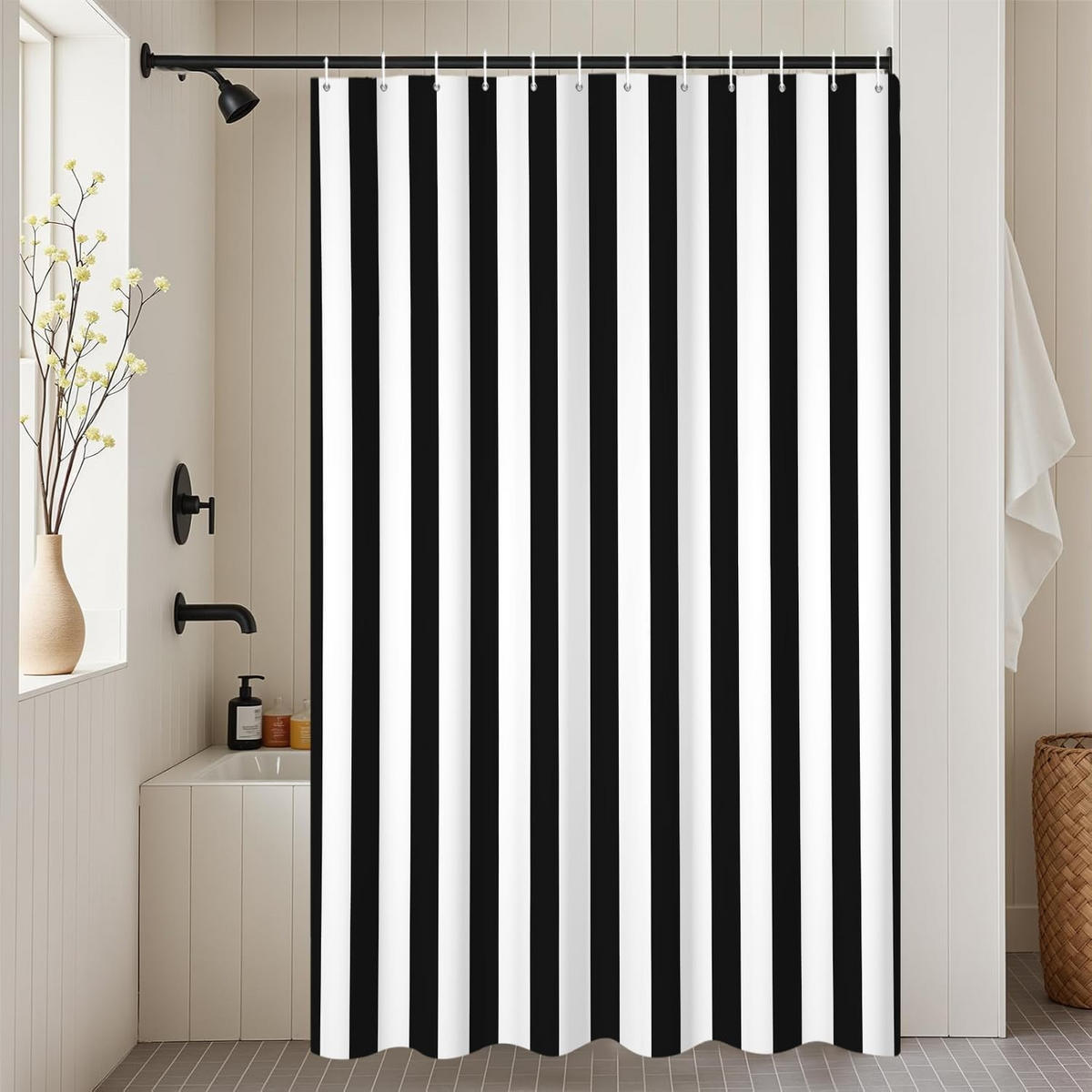 DUSCHVORHANG gestreift wasserdicht schimmelresistent ideal für Dusche mit Haken - Multicolor, Textil (180/200cm) - MCBOSON