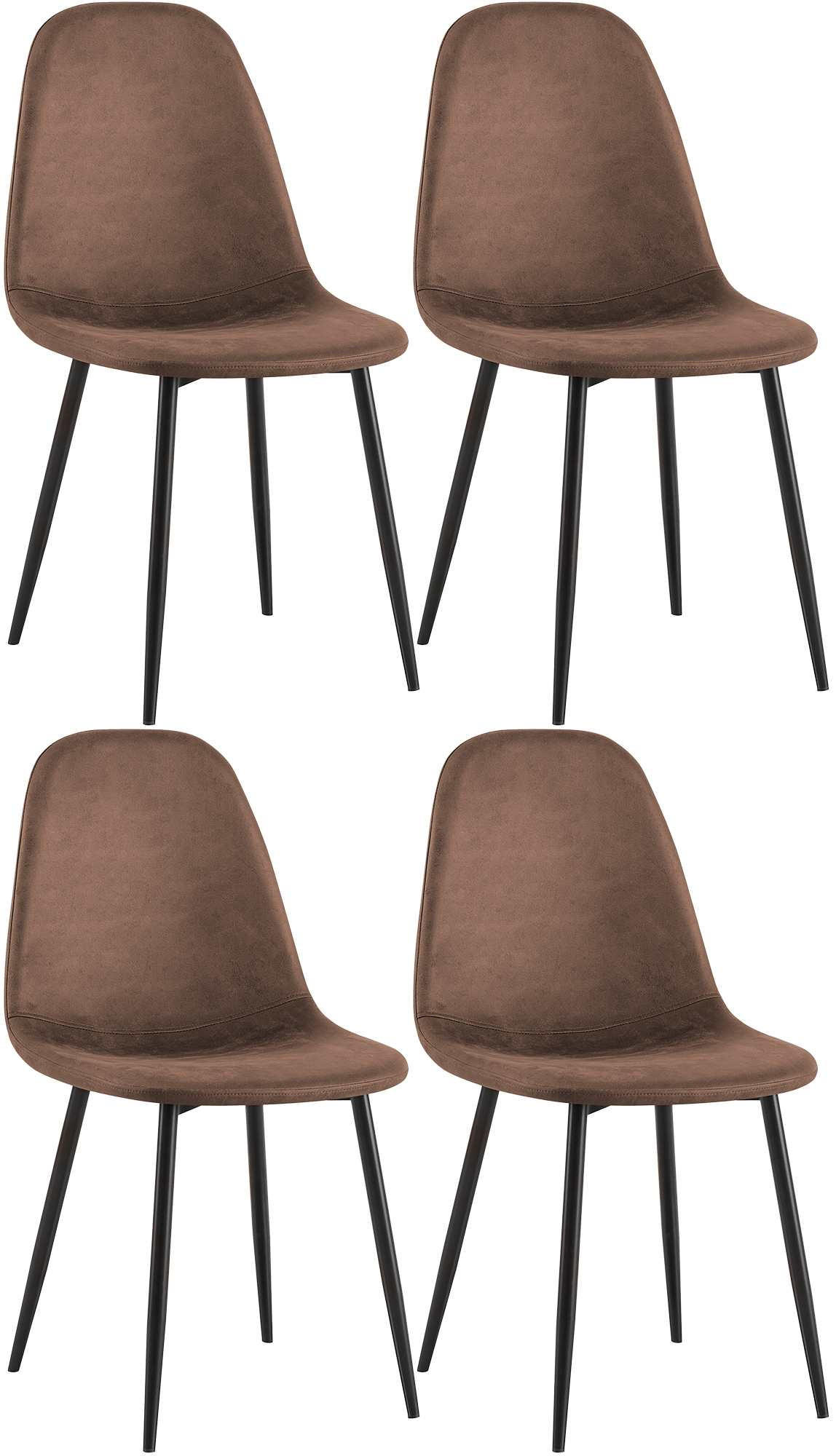 STUHL 4er Set Lederlook Braun - Schwarz/Braun, Textil/Metall (44/88/51cm) - CLP