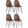 STUHL 4er Set Lederlook Braun - Schwarz/Braun, Textil/Metall (44/88/51cm) - CLP