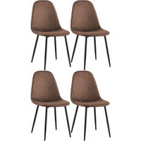 STUHL 4er Set Lederlook Braun - Schwarz/Braun, Textil/Metall (44/88/51cm) - CLP