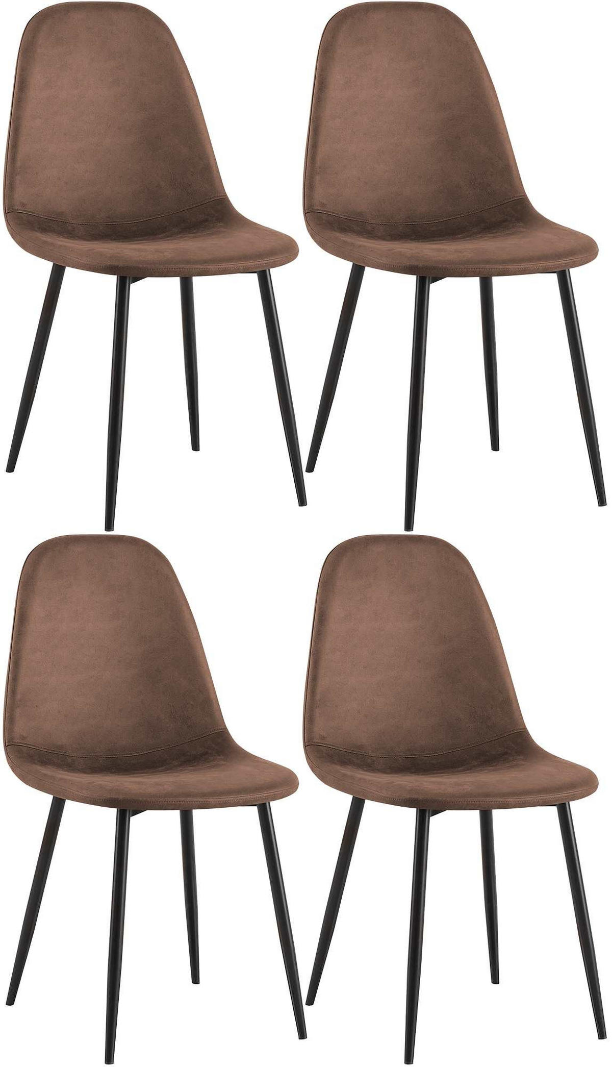 STUHL 4er Set Lederlook Braun - Schwarz/Braun, Textil/Metall (44/88/51cm) - CLP