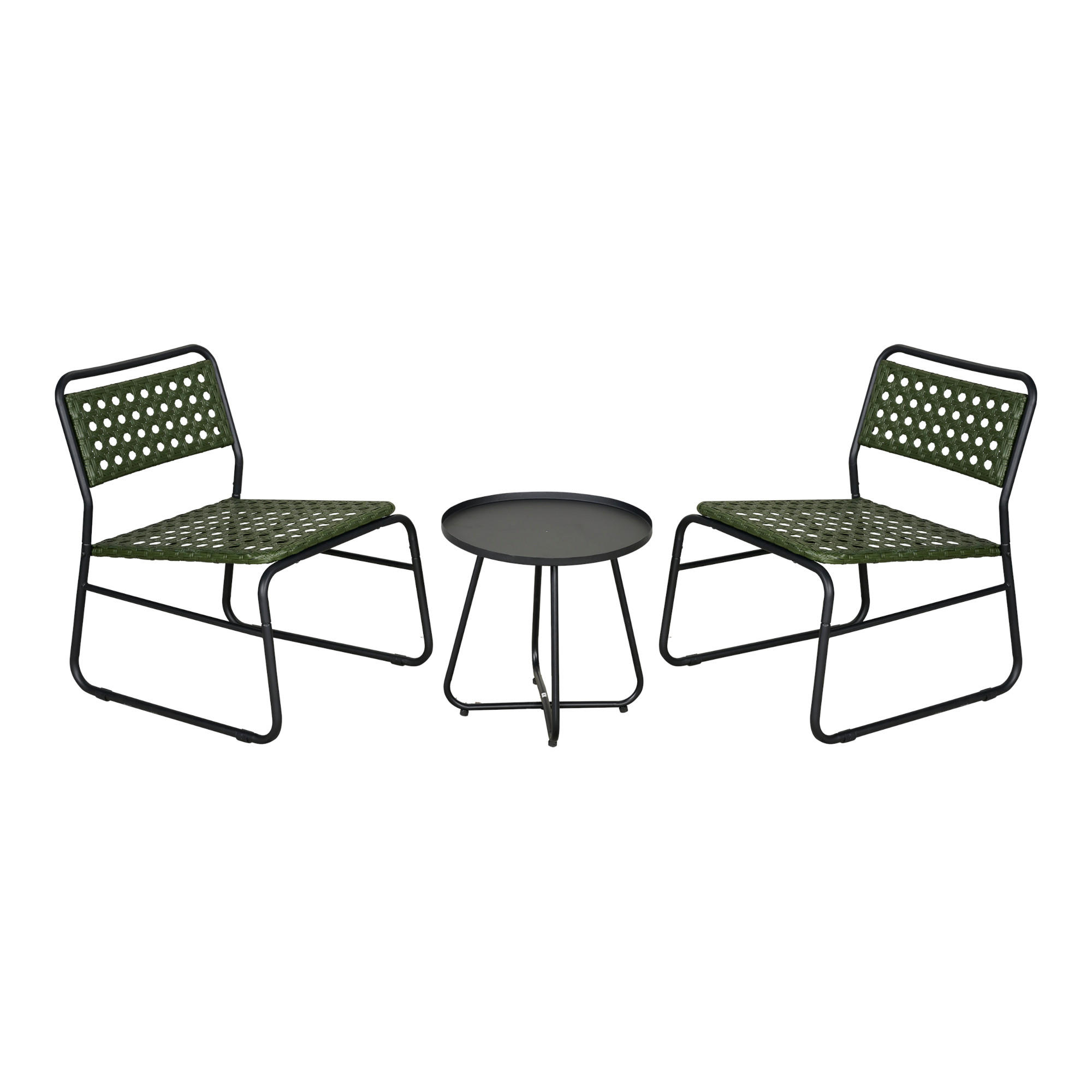 BISTRO-SET 3 TLG. Brienza - Grün, Metall - casa.pro