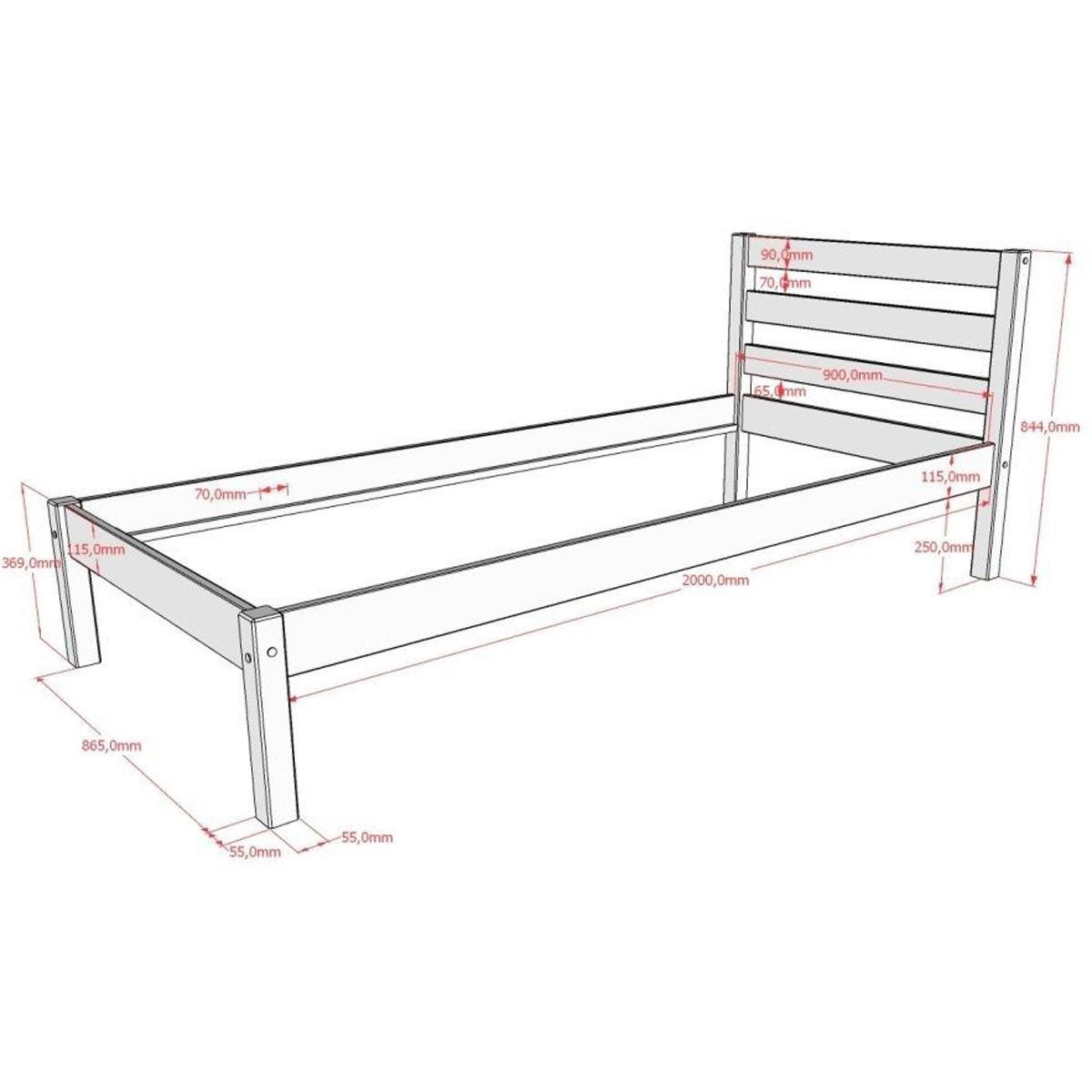 EINZELBETT 90x200 Kiefer weiß robust stabil mit Bettschublade - Weiß, Holz (90/200cm) - 58aufmkessel