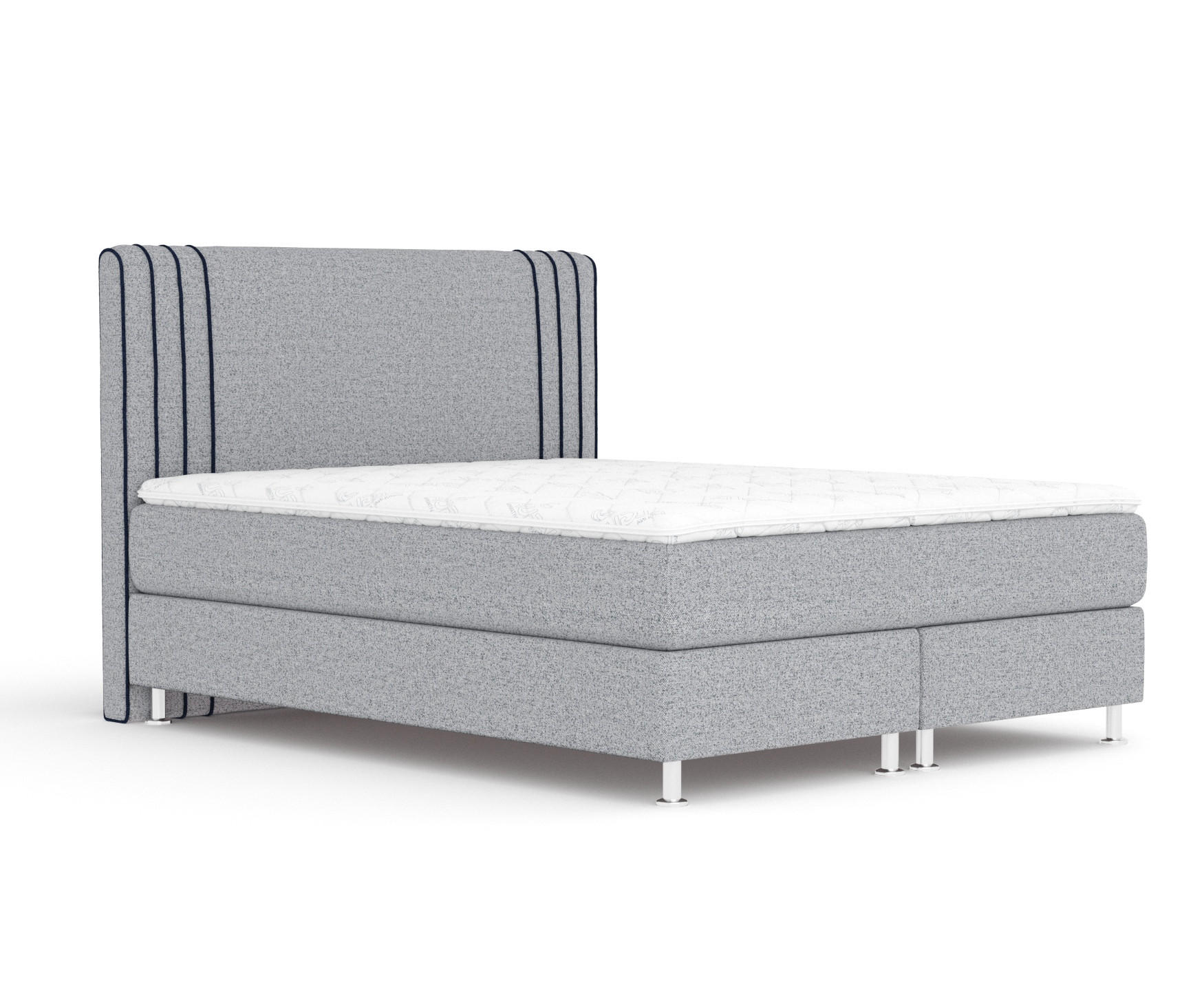 BOXSPRINGBETT Casone Grau/Marineblau 180/200 cm mit Latex-Topper - Silberfarben/Dunkelblau, Holz/Holzwerkstoff (180/200cm) - Maison de Reve
