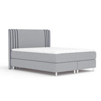 BOXSPRINGBETT Casone Grau/Marineblau 140/200 cm mit Latex-Topper - Silberfarben/Dunkelblau, Holz/Holzwerkstoff (140/200cm) - Maison de Reve