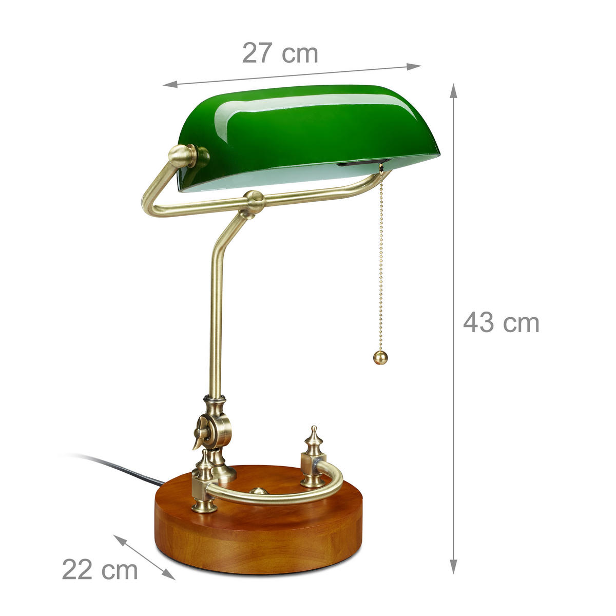 BANKERLAMPE - Multicolor, Glas/Holz (22/27/43cm) - Relaxdays