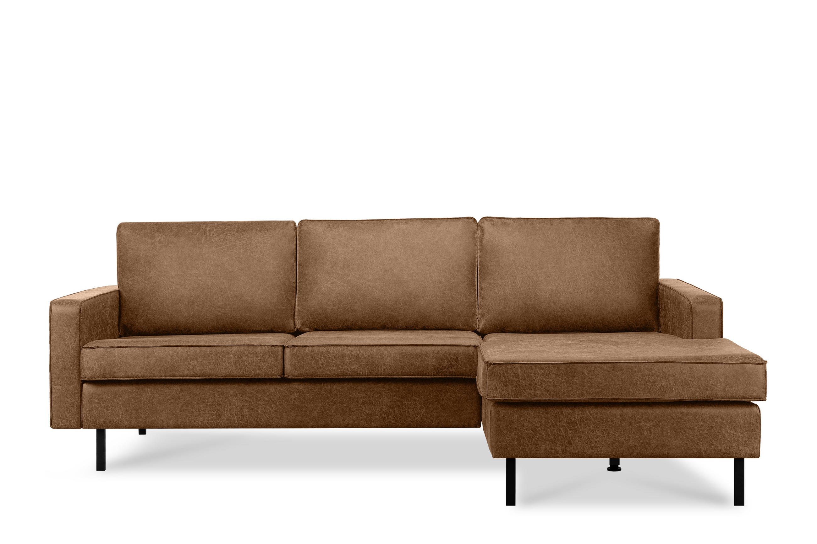 ECKSOFA-RECHTS INVIA mit Armlehnen vintage, Lederoptik-Stoff, braun - Schwarz/Braun, Textil (234/160cm) - KONSIMO®
