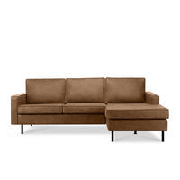 ECKSOFA-RECHTS INVIA mit Armlehnen vintage, Lederoptik-Stoff, braun - Schwarz/Braun, Textil (234/160cm) - KONSIMO®