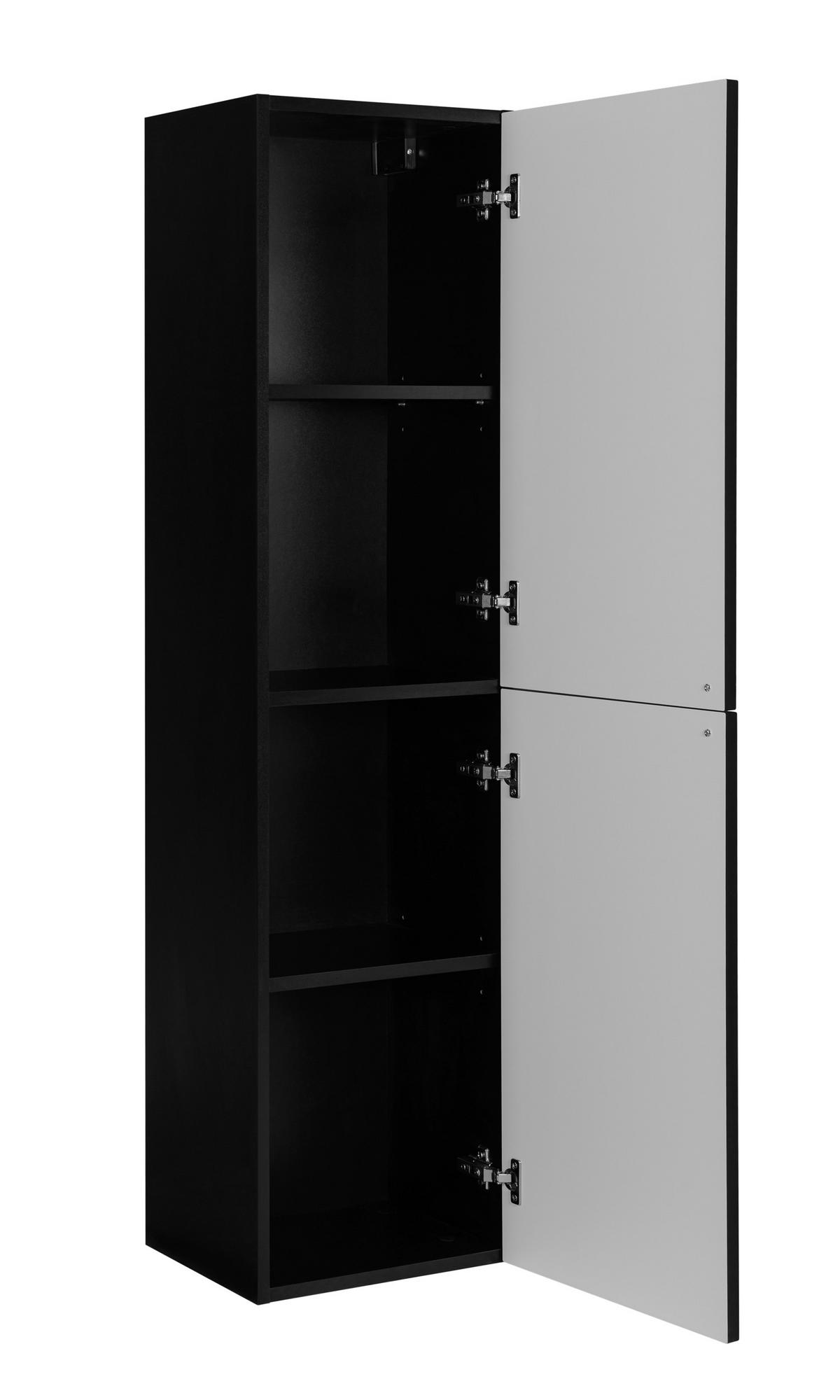 BADEZIMMERSCHRANK, schwarz, 35 x 136 x 27 cm, goldener Griff - Goldfarben/Schwarz, Holzwerkstoff/Metall (35/136/27cm) - 3XE LIVING