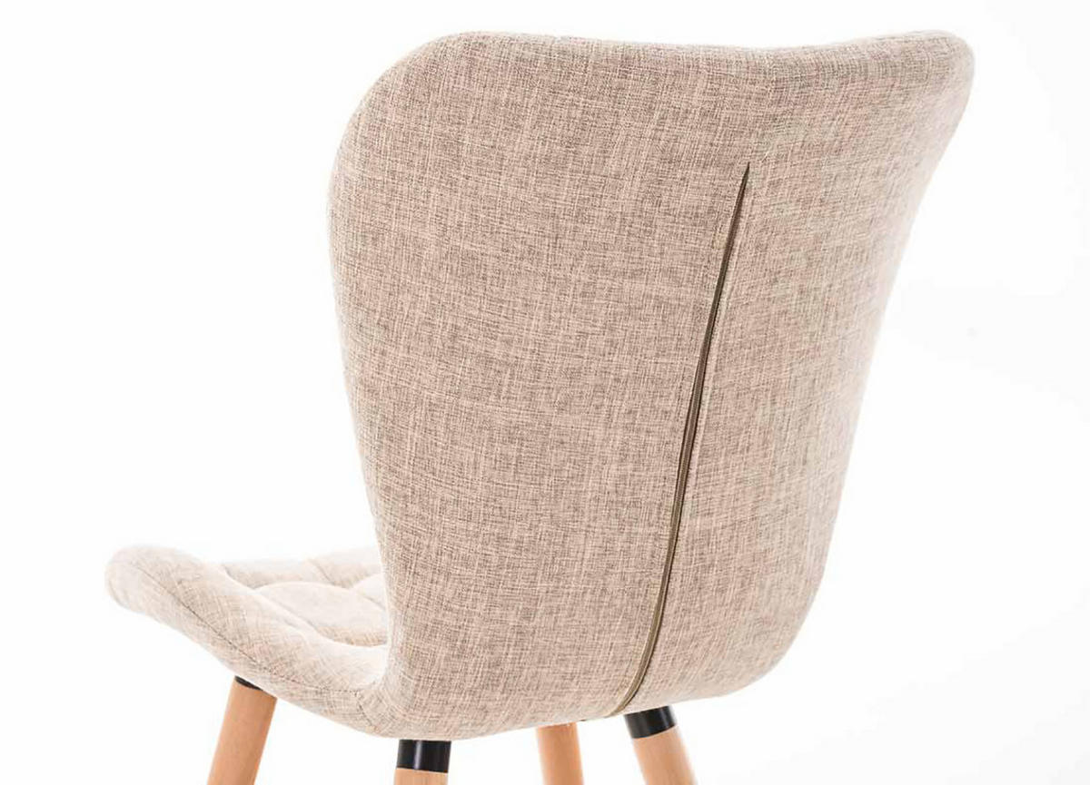 STUHL 4er Set Stoff creme - Eukalyptusholzfarben/Creme, Holz/Textil (50/88/63cm) - CLP