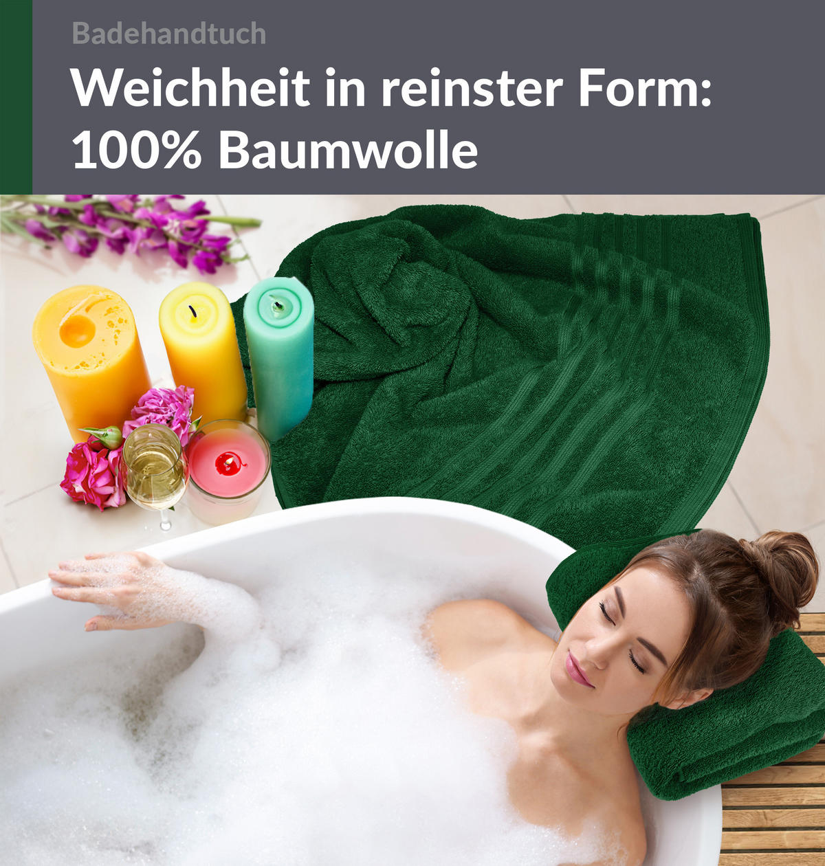 BADETUCH London Tannen Grün 2er Set 100x150 - Waldgrün, Textil (100/150cm) - Lashuma