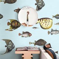 TAPETE Fische aus echtem Papier, 200x280cm, 8 Bögen - Hellblau, Papier (200/280cm) - WALLPAPERS4BEGINNERS