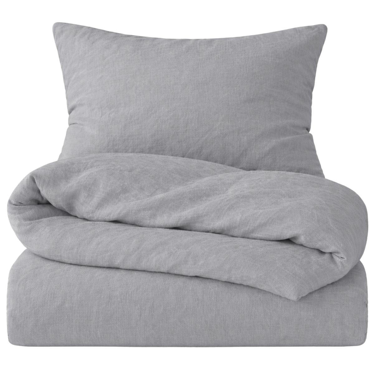 BETTWÄSCHE Halbleinen 155x220 cm aus 55% Baumwolle 45% Leinen, Bettbezug 155 x 220 - Grau - Grau, Textil (155/220cm) - Carpe Sonno