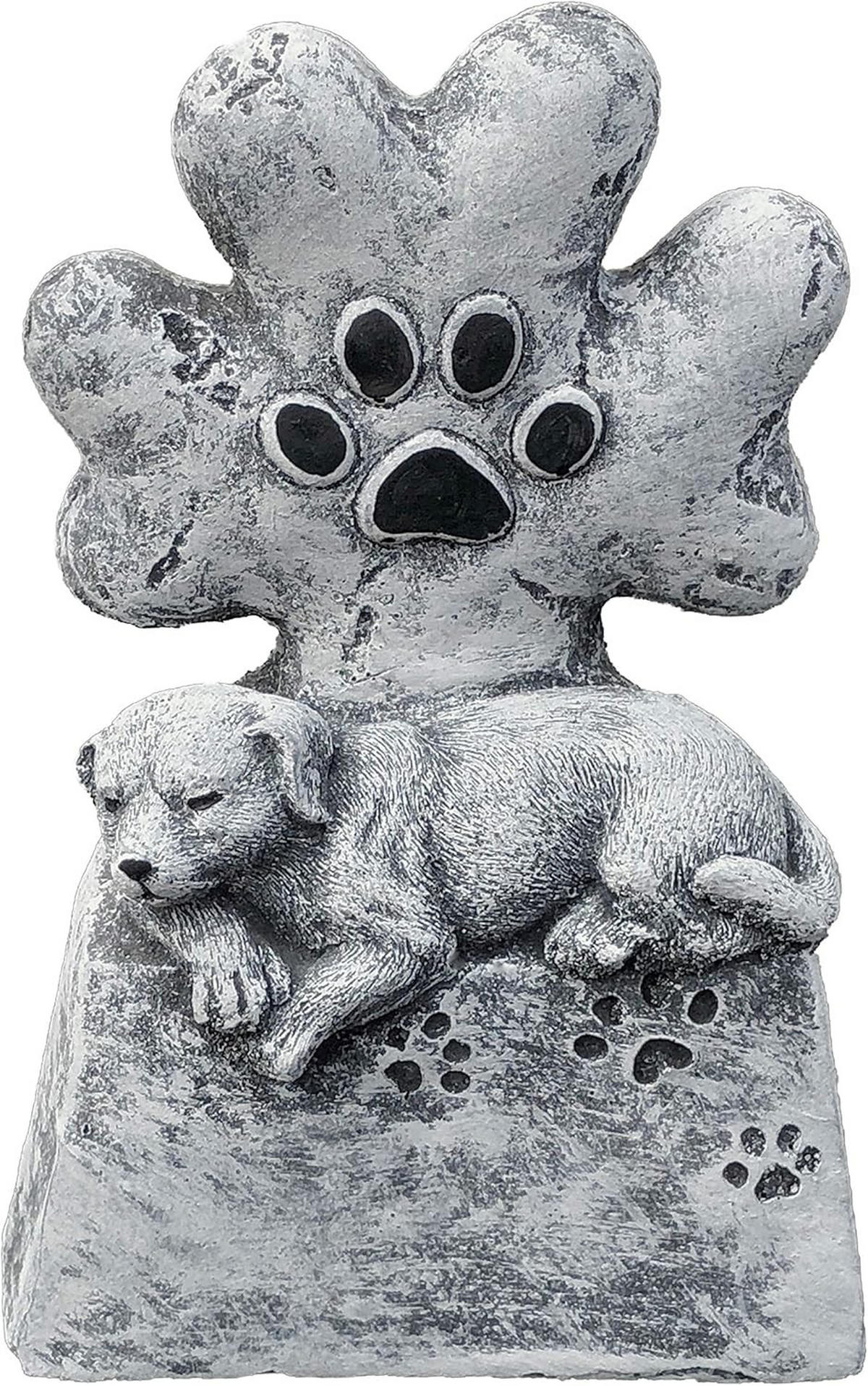 STEINFIGUR Hund Gedenkstein Tatze frostfest Steinguss - Grau, Stein (10/15/5cm) - stoneandstyle