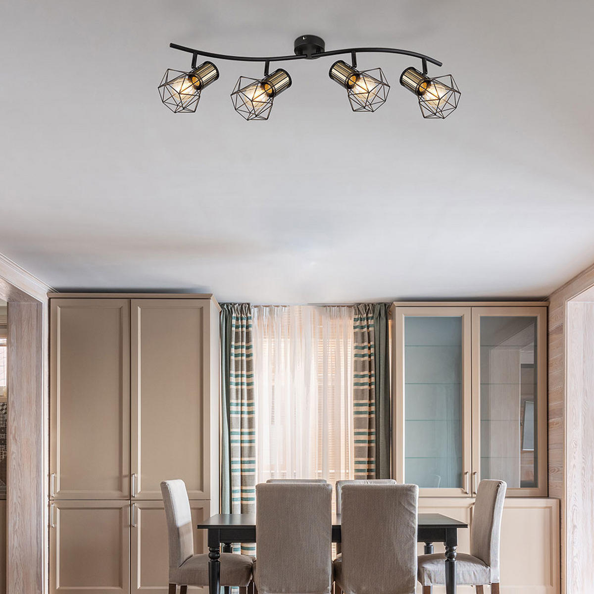 DECKENLEUCHTE PRISKA Metall Schwarz - Schwarz, Metall (80/22.5/19cm) - Globo Lighting