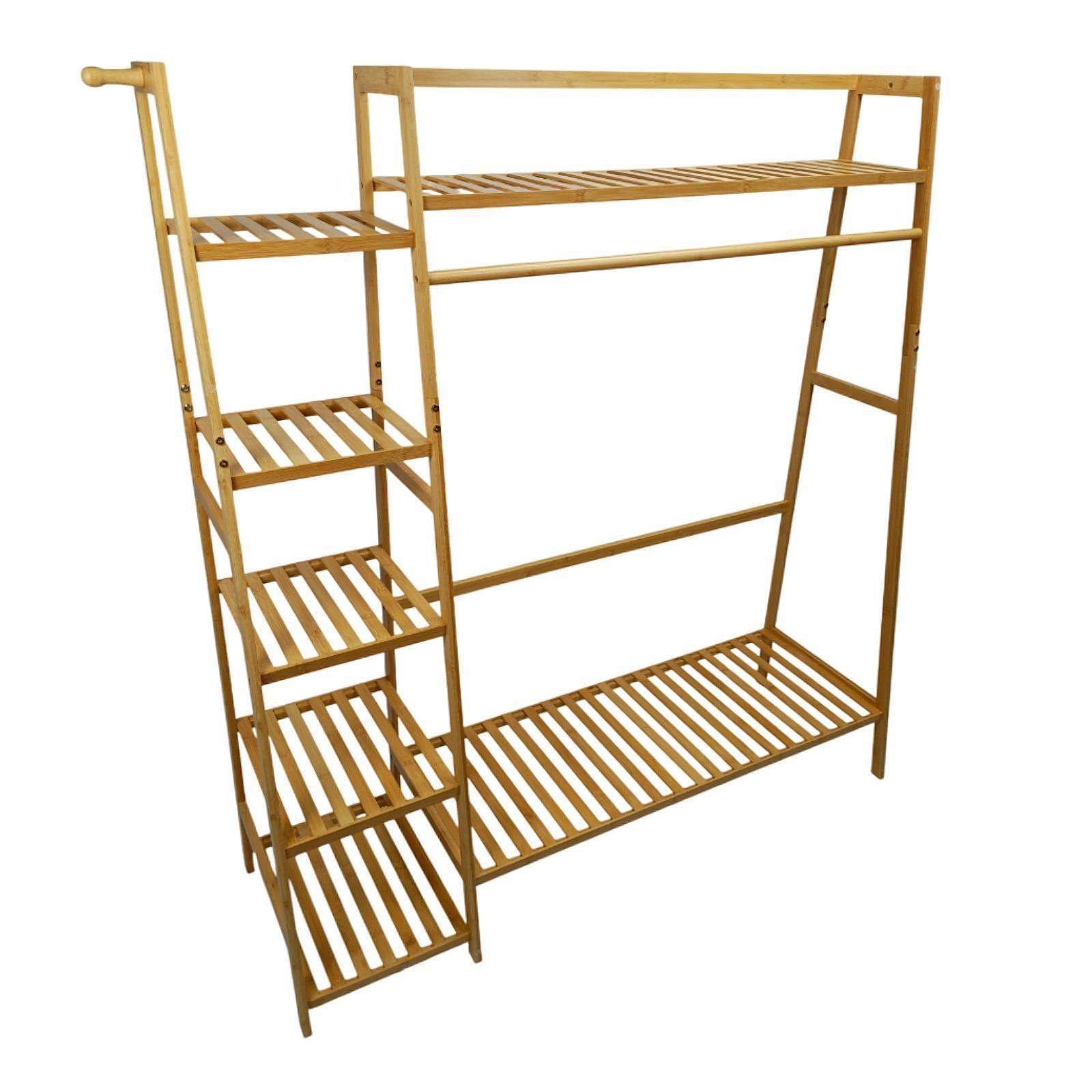 BAMBUSREGAL Bambus Naturfarben mit Seitenregal 140 x 130 x 40 cm - Naturfarben, Holz (130/140/40cm) - Begryf