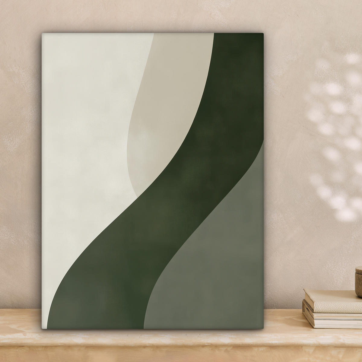 LEINWANDBILD Japandi - Grün - Abstrakt - Modern 30x40 cm - Salbeigrün, Textil (30/40cm) - MuchoWow