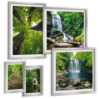 BILDER SET 5er Set - 50x50 cm & 20x30 cm & 40x60 cm Silberner Rahmen - Denkmäler Europas in warmen Farben - Silberfarben, Kunststoff (40/60cm) - TULUP
