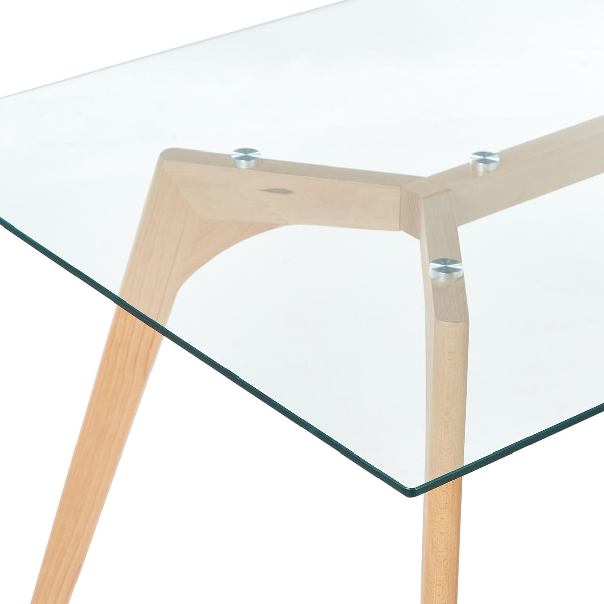 ESSTISCH 160/90 cm Transparent/Heller Holzfarbton Hudson - Hellbraun/Transparent, Glas/Holz (160/90/75cm) - Beliani