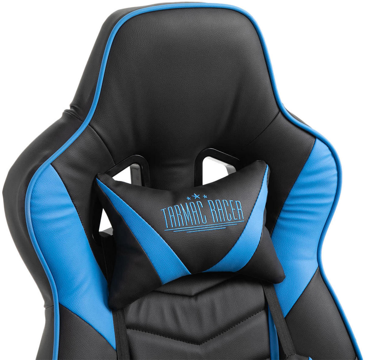 CHEFSESSEL Lederlook schwarz/blau - Blau/Schwarz, Kunststoff/Textil (67/120/69cm) - CLP