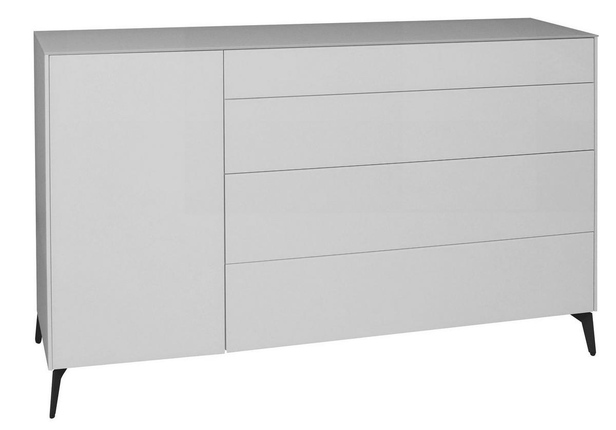 KOMMODE Elfi 169x42x104 Hochglanz Kreidegrau/Glas Kreidegrau - Hellgrau, Holzwerkstoff (169/104/42cm) - 58aufmkessel