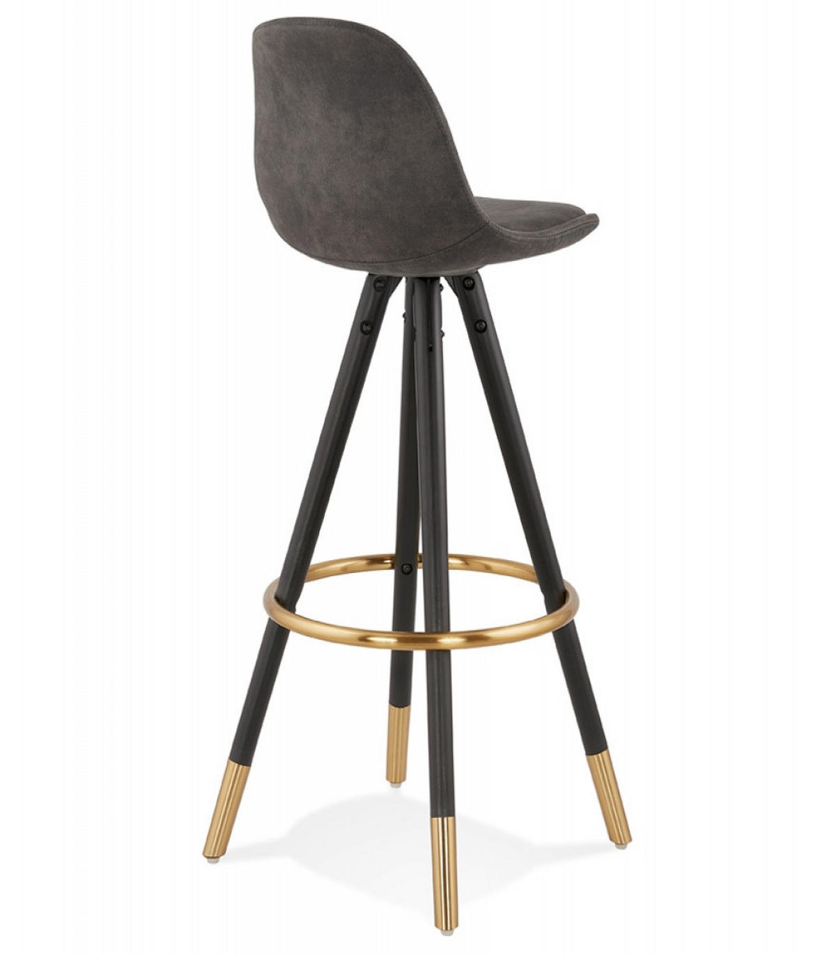 BARHOCKER Mikrofaser Sitz mit Holzgestell im Retro Industrie Stil KONG, Anthrazit 41x41x97 cm - Anthrazit/Schwarz, Holz/Buchenholz (41/97/41cm) - KADIMA DESIGN
