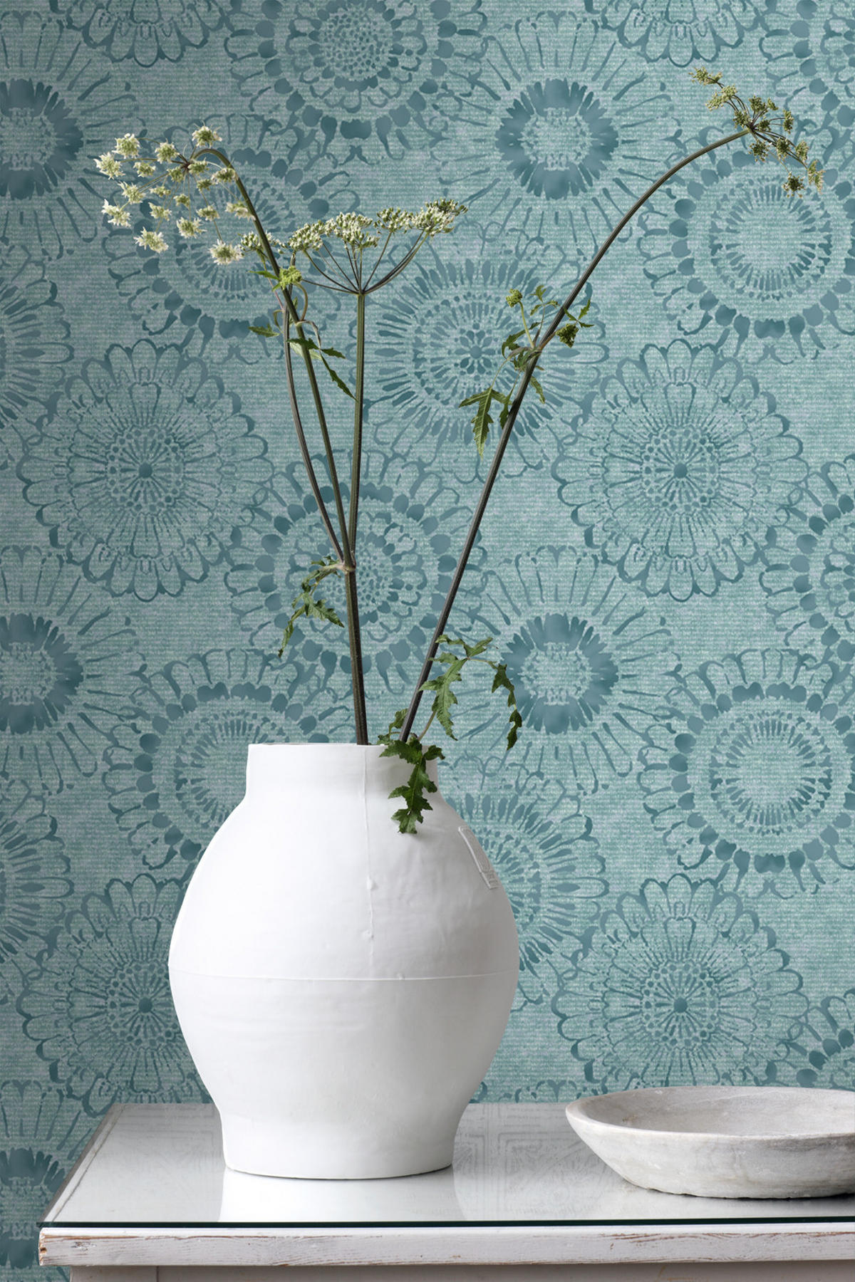 TAPETE Blumen 53 cm x 10.05 m - Grün, Papier (53/1000cm) - ESTAhome