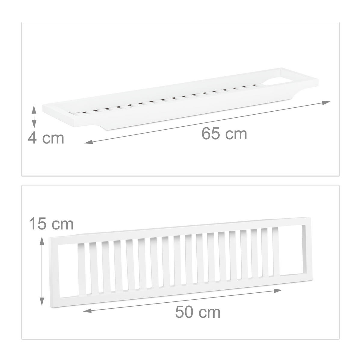 BADEWANNENABLAGE - Weiß, Holz (15/4/65cm) - Relaxdays