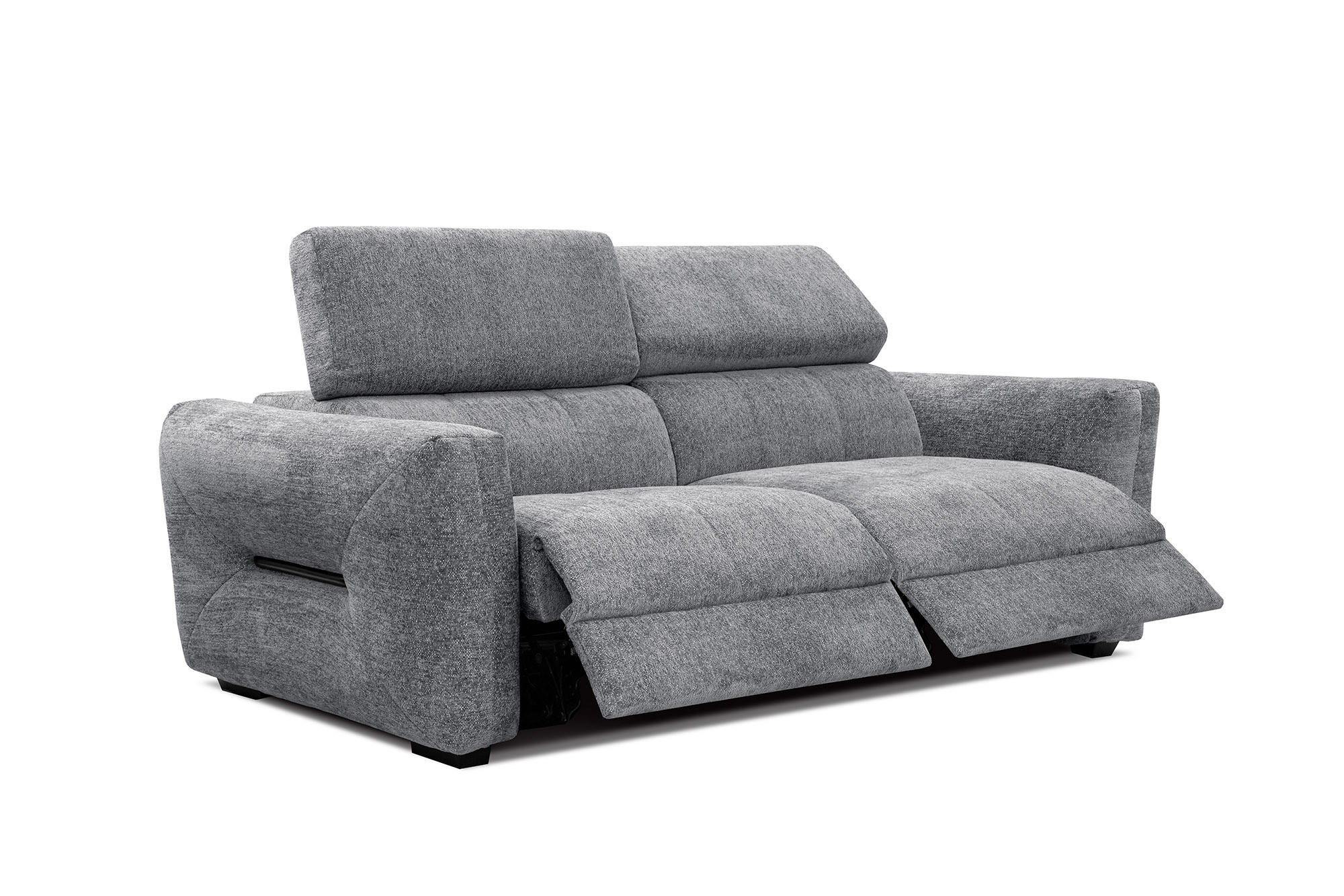 SOFA CALVERA 3-Sitzer mit 2 Relaxfunktionen, grau - Grau, Holzwerkstoff/Textil (204/79/106cm) - Courtois Laville