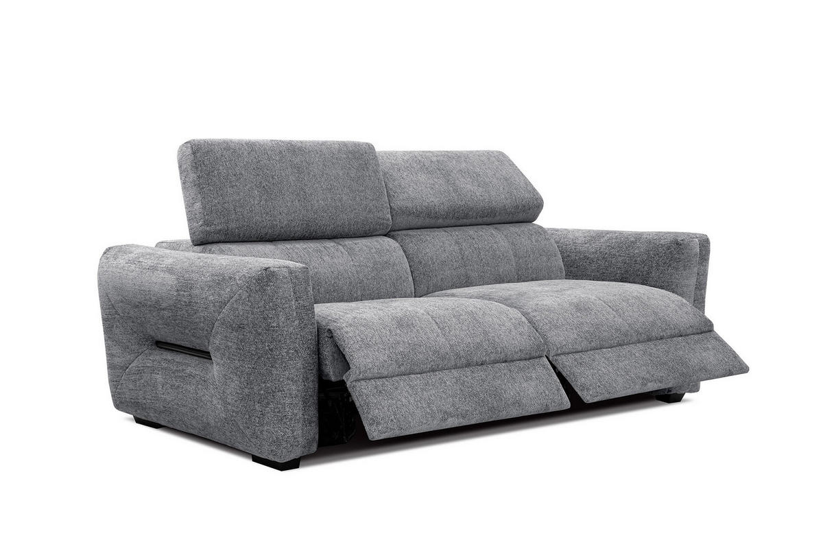 SOFA CALVERA 3-Sitzer mit 2 Relaxfunktionen, grau - Grau, Holzwerkstoff/Textil (204/79/106cm) - Courtois Laville