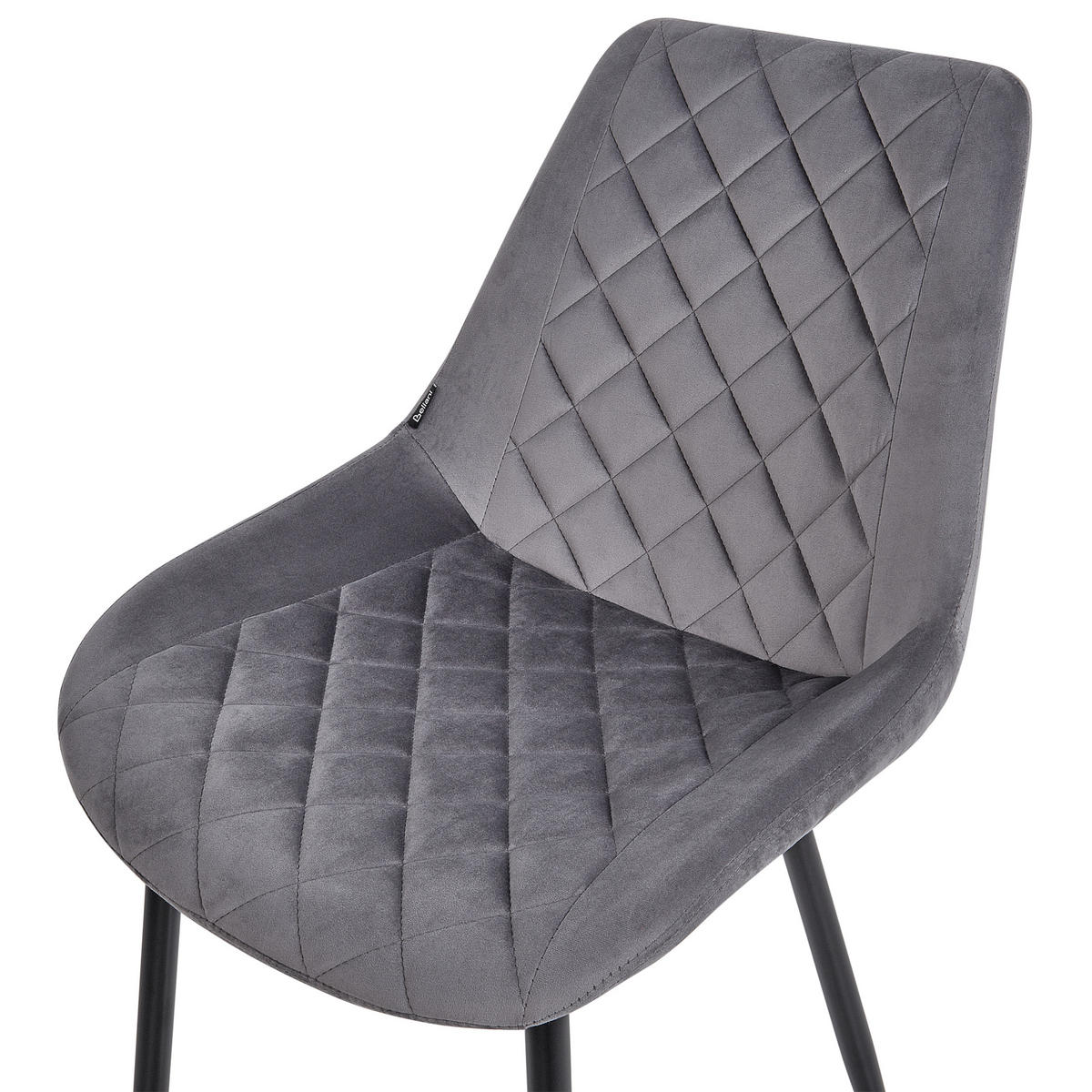 ESSZIMMERSTUHL 2er-Set Samtstoff Grau Maribel - Schwarz/Grau, Textil (51/82/59cm) - Beliani