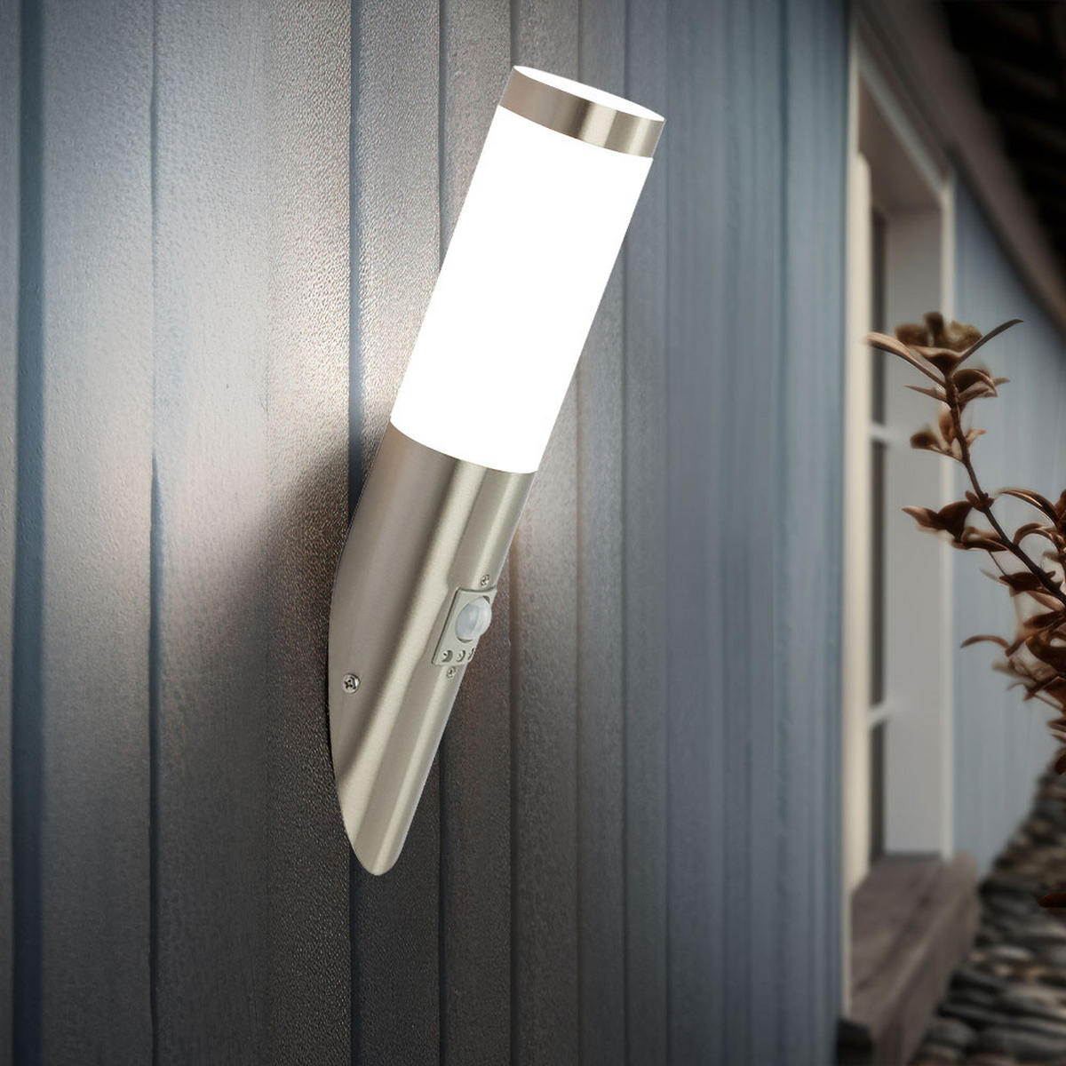 LED AUSSENWANDLEUCHTE Edelstahl Silber 2er Set - Silberfarben, Metall (7.6/7.6/41cm) - Globo Lighting