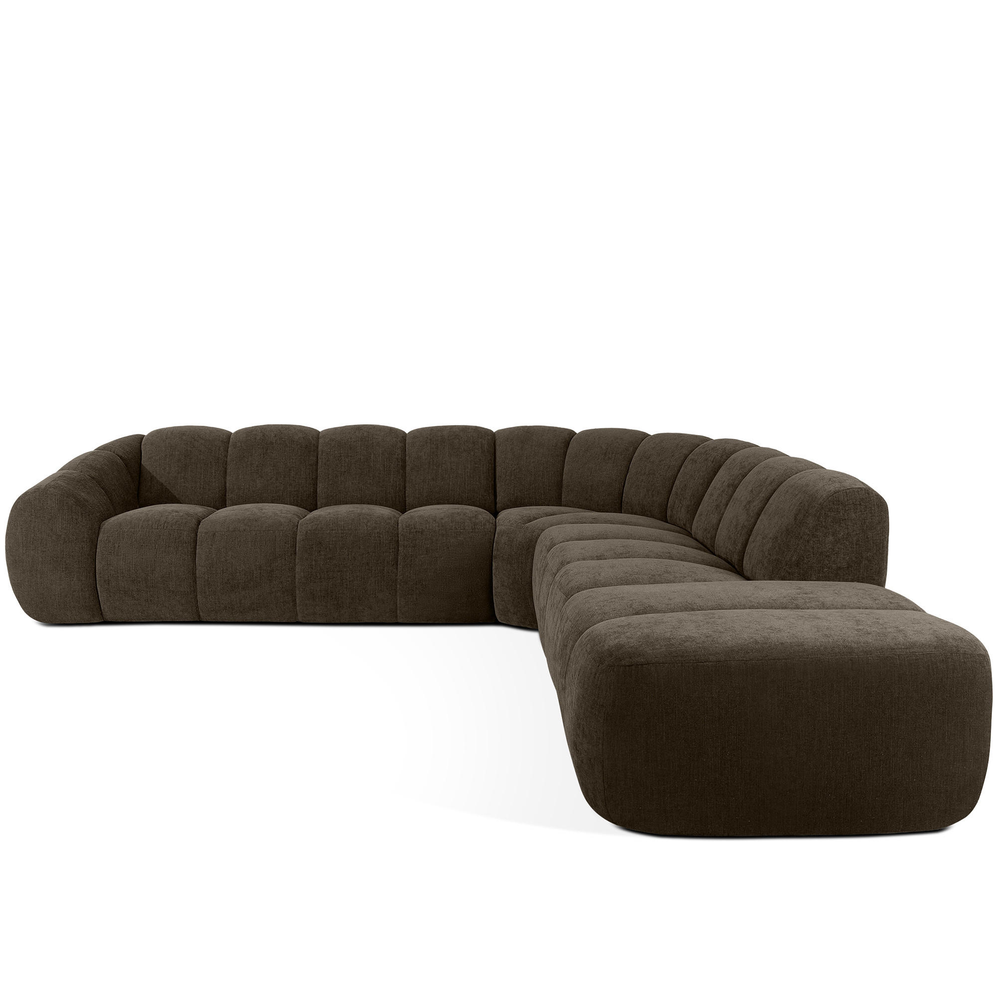 ECKSOFA RECHTS FLAVA, Braun - Braun, Holz/Holzwerkstoff (310/314cm) - KONSIMO®