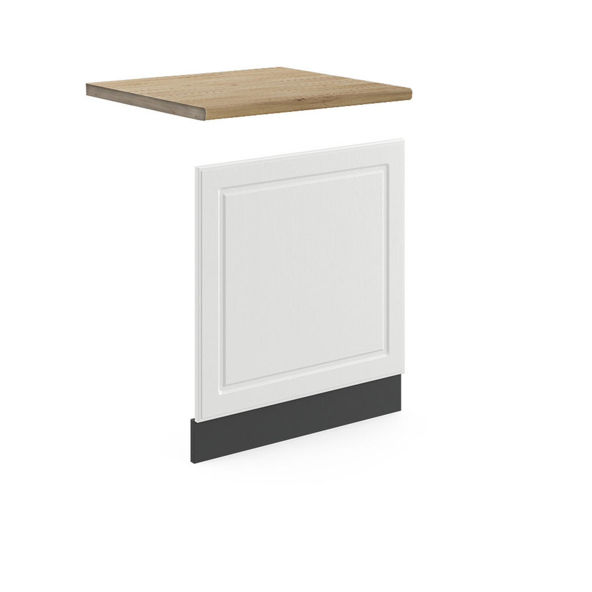FRONTBLENDE R-Line Weiß Landhaus 60 cm, AP Eiche - Anthrazit/Weiß, Holzwerkstoff (60/57.2/1.6cm) - Vicco