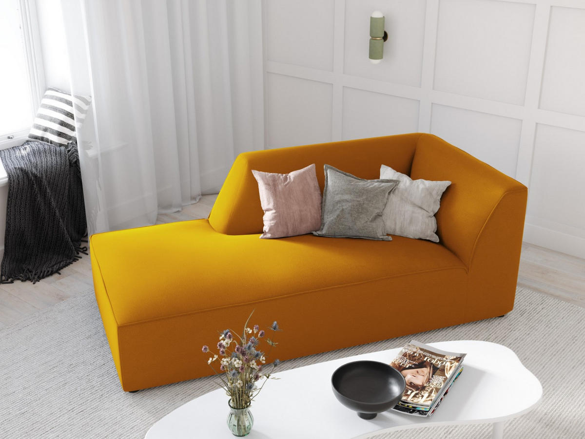 CHAISELONGUE links Ruby aus Samt gelb - Gelb, Textil (93/69/180cm) - Micadoni