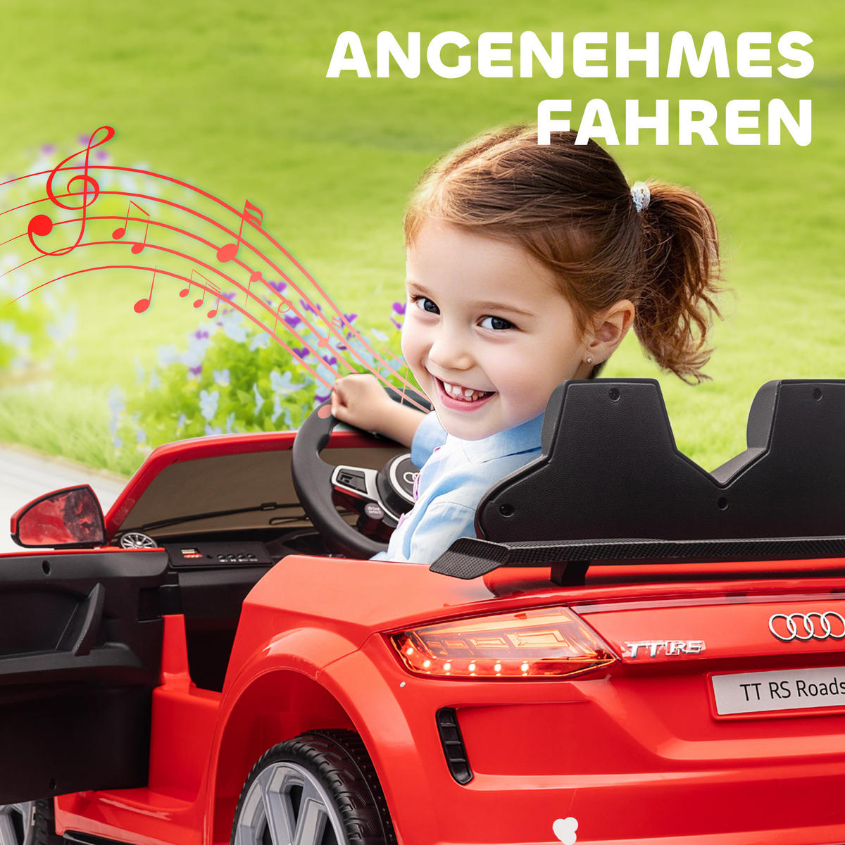 KINDERFAHRZEUG Fernbedienung Elektroauto MP3 3–5 Jahre Kunststoff Rot - Rot, Metall (102/60/44cm) - HOMCOM