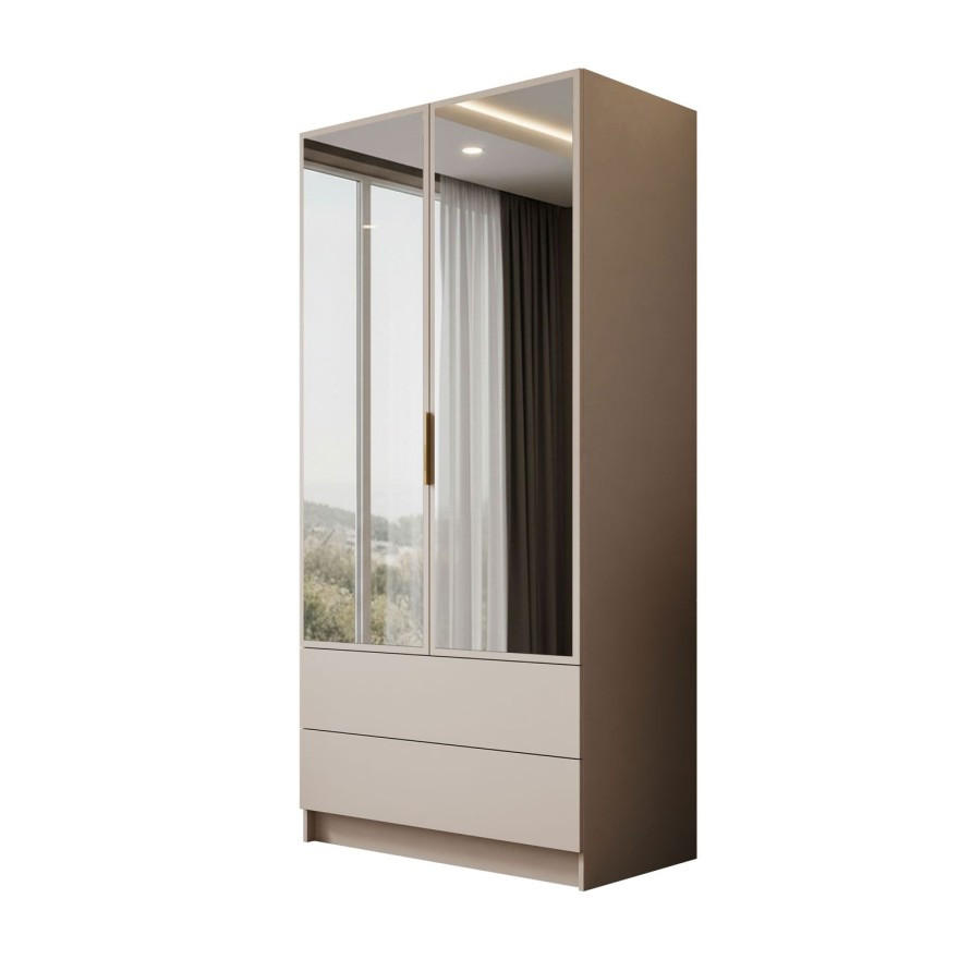 KLEIDERSCHRANK AUREL KASCHMIR 2D2S mit Schubladen - Kaschmir, Holzwerkstoff (100/210/57cm) - Lookway